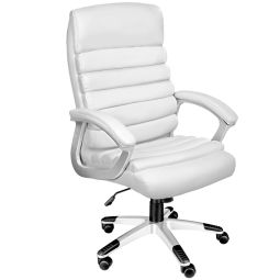Silla de oficina, acolchada, giratoria, ajustable, ergonómica, blanco