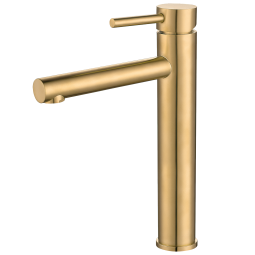 Valaz grifo de lavabo alto pica monomando redondo caño dorado cepillado