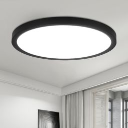 Nettlife plafón LED plano de 30 cm - 24 w, negro, 6000 k - iluminación