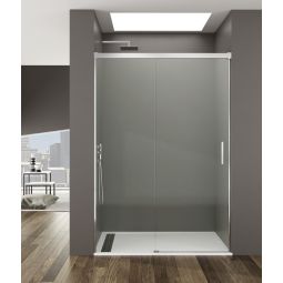 Mampara frontal basic fijo + corredera transparente cromado 155 cm