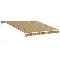 Toldo manual retráctil 350x250 cm poliéster bicolor Outsunny