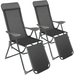 Set 2 sillas, plegables de aluminio y ajustable, antracita
