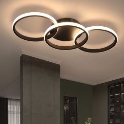 Nettlife lámpara de techo LED negra moderna redonda con lámpara de cocina