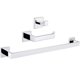 Valaz accesorios baño cuadrados en cromo toallero+1percha+portarollos