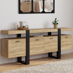 Aparador industrial madera y negro 4 puertas 200 cm