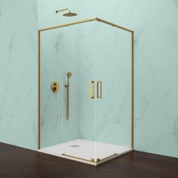 Mampara angular eleven oro 100x70 - 2 fijos + 2 correderas - antical
