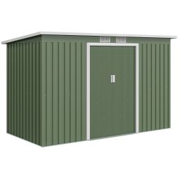 Caseta de jardín 280x130x172 cm acero galvanizado, pp color verde Outsunny