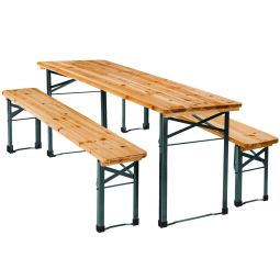 Tectake mesa exterior plegable con 2 bancos de madera y acero 170x46x77cm