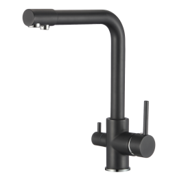Valaz grifo de cocina  ósmosis 3 vías redondo negro mate