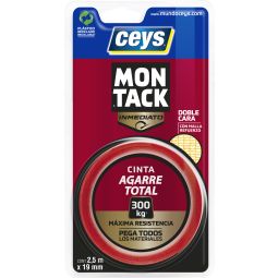 Cinta de doble cara con malla Montack 19mm 2,5m