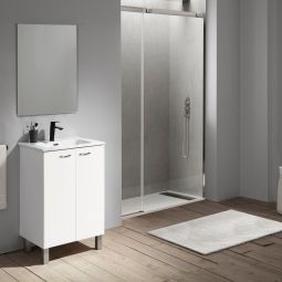 Conjunto mueble de baño y lavabo Marga color blanco 50cm