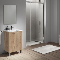 Conjunto mueble de baño y lavabo Marga color roble 50cm