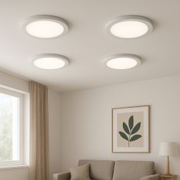 Pack 4 plafones LED redondo blanco 22cm 18W luz neutra
