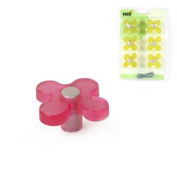 Pack 6 pomos flor 49 mm abs magenta