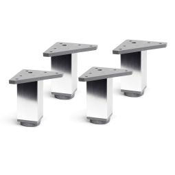 Pack 4 patas aluminio brillo 40 x 40 mm 10 cm