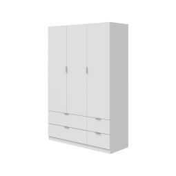 Armario blanco 3 puertas y 4 cajones 200x135x52 cm
