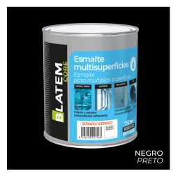 Esmalte multisuperficies al agua satinado negro 750ml Blatem Core