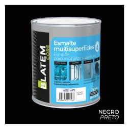 Esmalte multisuperficies al agua mate negro 750ml Blatem Core