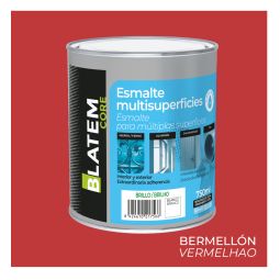 Esmalte multisuperficies al agua brillo bermellón 750ml Blatem Core