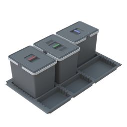 Cubos de reciclaje para cajón de mueble 90 cm gris