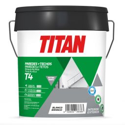 Pintura plástica extra mate blanco 4L Titan T4