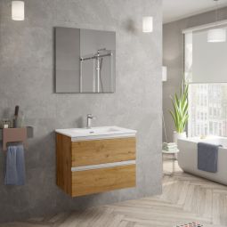 Mueble de baño suspendido Line color roble 70x45cm