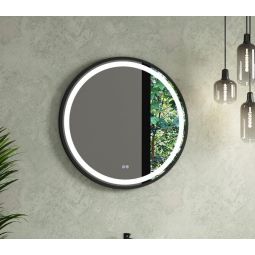 Espejo redondo con led Horus 80 cm borde negro