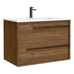 Mueble de baño suspendido Tyra color nogal 80cm