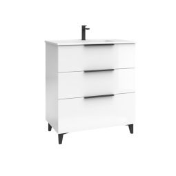 Mueble de baño Agneta color blanco brillo asimétrico 80x45cm Algicocina