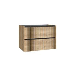 Mueble de baño suspendido Fabia 80cm color roble y negro 80x45cm Algicocina