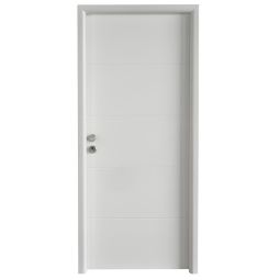 Puerta de entrada metálica Line 4r blanca izquierda 210x91cm