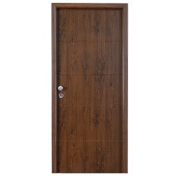 Puerta de entrada metálica Line roble izquierda 210x91cm