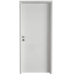Puerta de entrada metálica Line 4r blanca izquierda 210x91cm