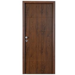 Puerta de entrada metálica Line roble derecha 210x91cm