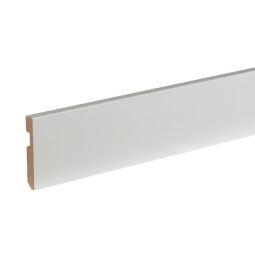 Pack 5 rodapies madera blanco con pasacables 223x9x1,5cm