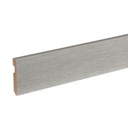 Pack 3 rodapies madera gris con pasacables 223x9x1,5cm