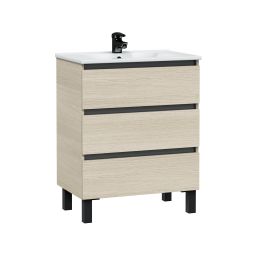 Mueble de baño Aida color roble claro y negro 70x45cm