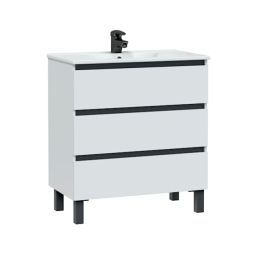 Conjunto mueble de baño y lavabo Cora color blanco y negro 80x45cm