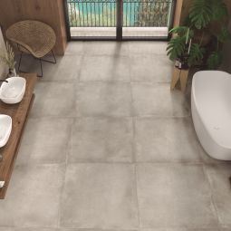 Suelo porcelánico cemento gris mate 60x60cm Lecco