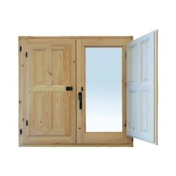 Ventana de madera practicable 100 x 100 cm con postigo climalit