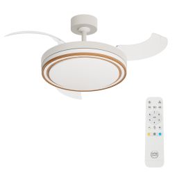 Ventilador de techo blanco/madera clara con luz led y motor DC 107cm Dela Arteconfort