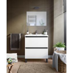 Conjunto mueble de baño y lavabo Cristina color blanco y negro 70x45cm
