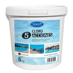Cloro para piscina 5 acciones tabletas 200g 5kg Tamar