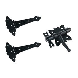 Mpascual - kit 2 bisagras para baul tipo t + pasador negro | forja