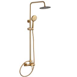 Valaz barra de ducha redonda ajustable 120cm dorado cepillado - 25cm
