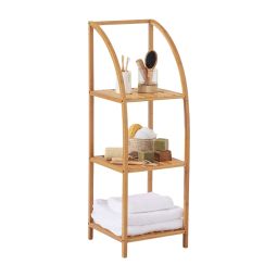 Estantería arqueada en bambú con 3 niveles canoply 110.5x37x35cm 7house