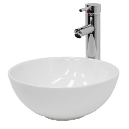 Lavabo cerámico redondo 350 x 350 x 120 mm blanco ecd germany