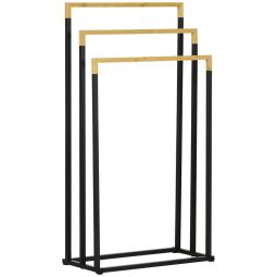 Toallero de pie 45x22.5x86 cm bambú, acero kleankin, hogar - baño