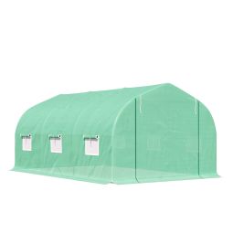 Invernadero 450x300x205 cm acero, pe color verde Outsunny