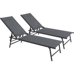 Juego de 2 tumbonas metálicas "sublima" - 180 x 54 x 104 cm - antracita